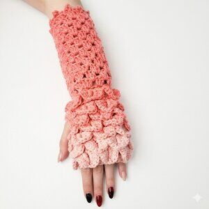 Crochet Fingerless Dragon Scale Handmade Gloves